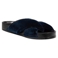 Chloé Navy Velvet Nolan Slides Size IT 37