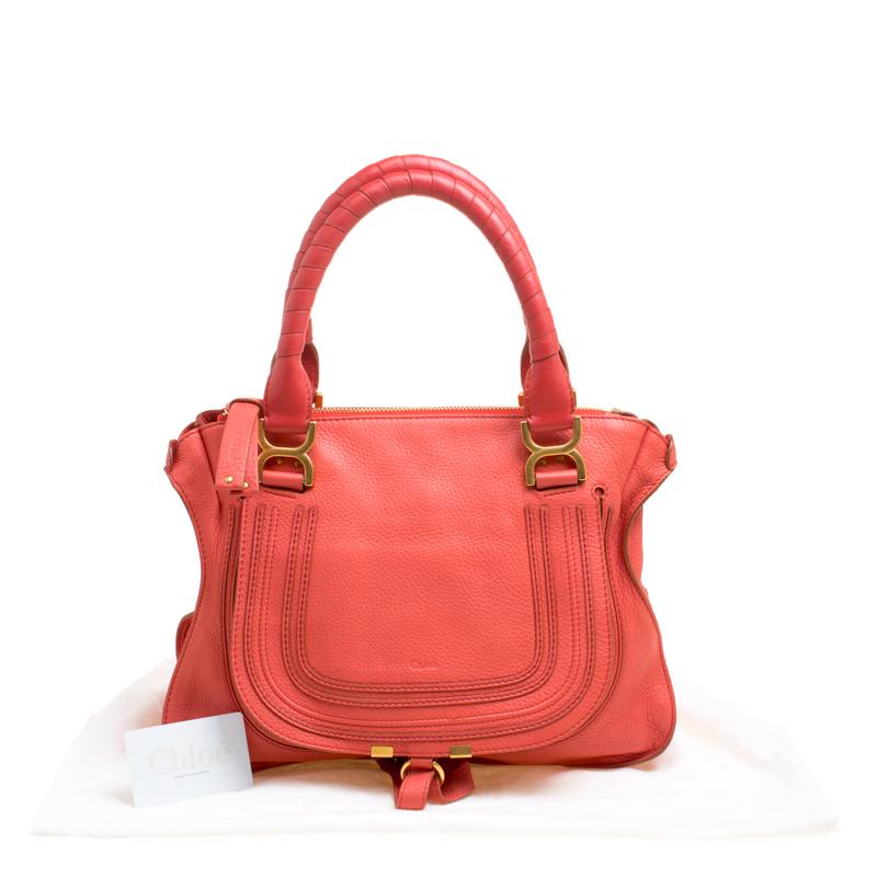 Chloe Neon Orange Leather Medium Marcie Satchel 8