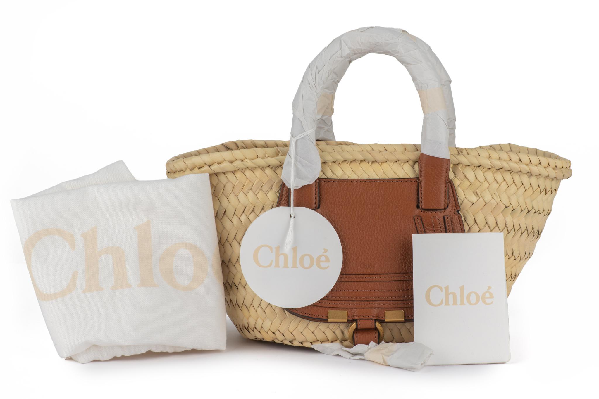 Chloe New Straw Leather Mini Basket For Sale 8