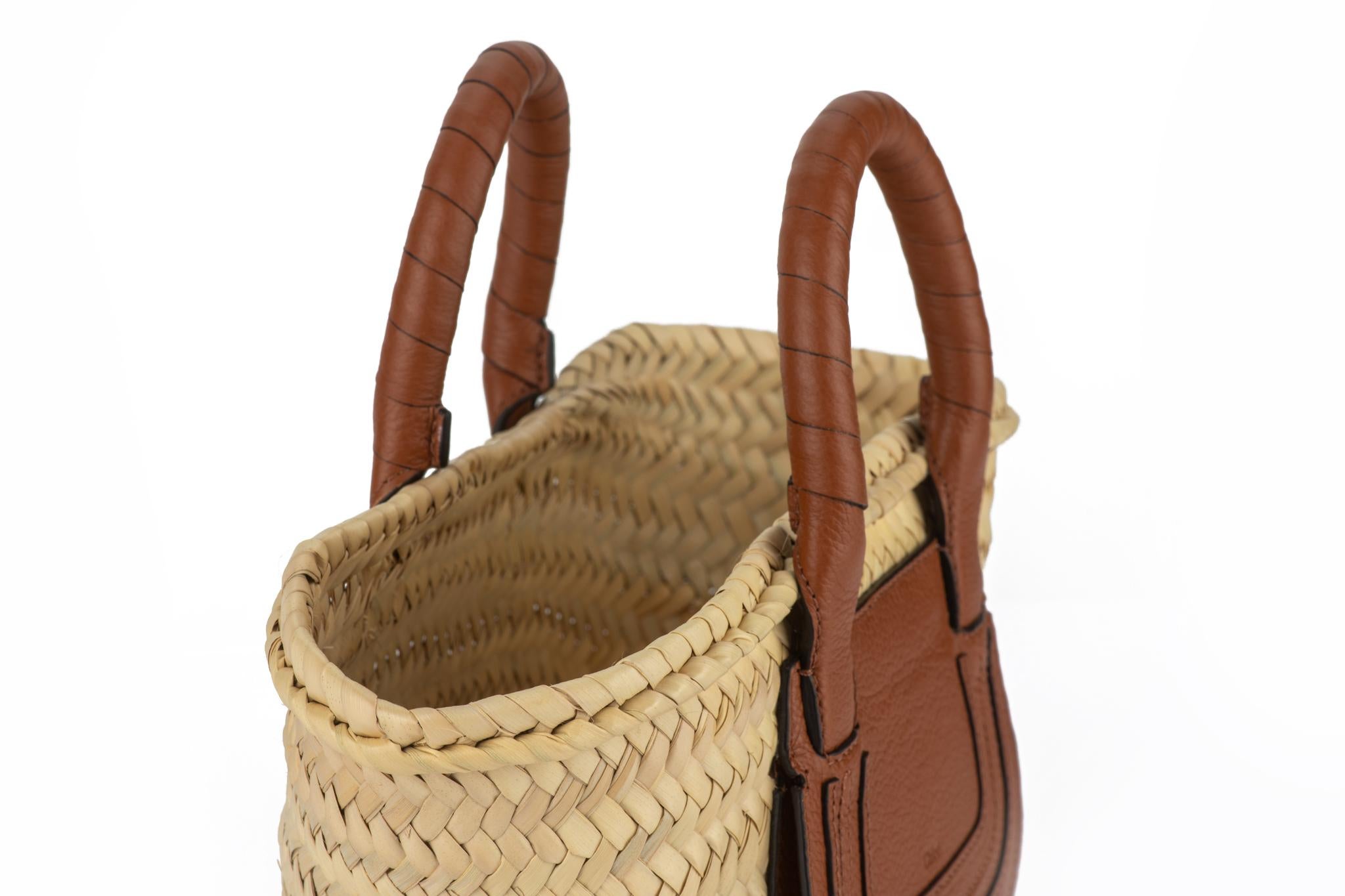 Chloe New Straw Leather Mini Basket For Sale 4