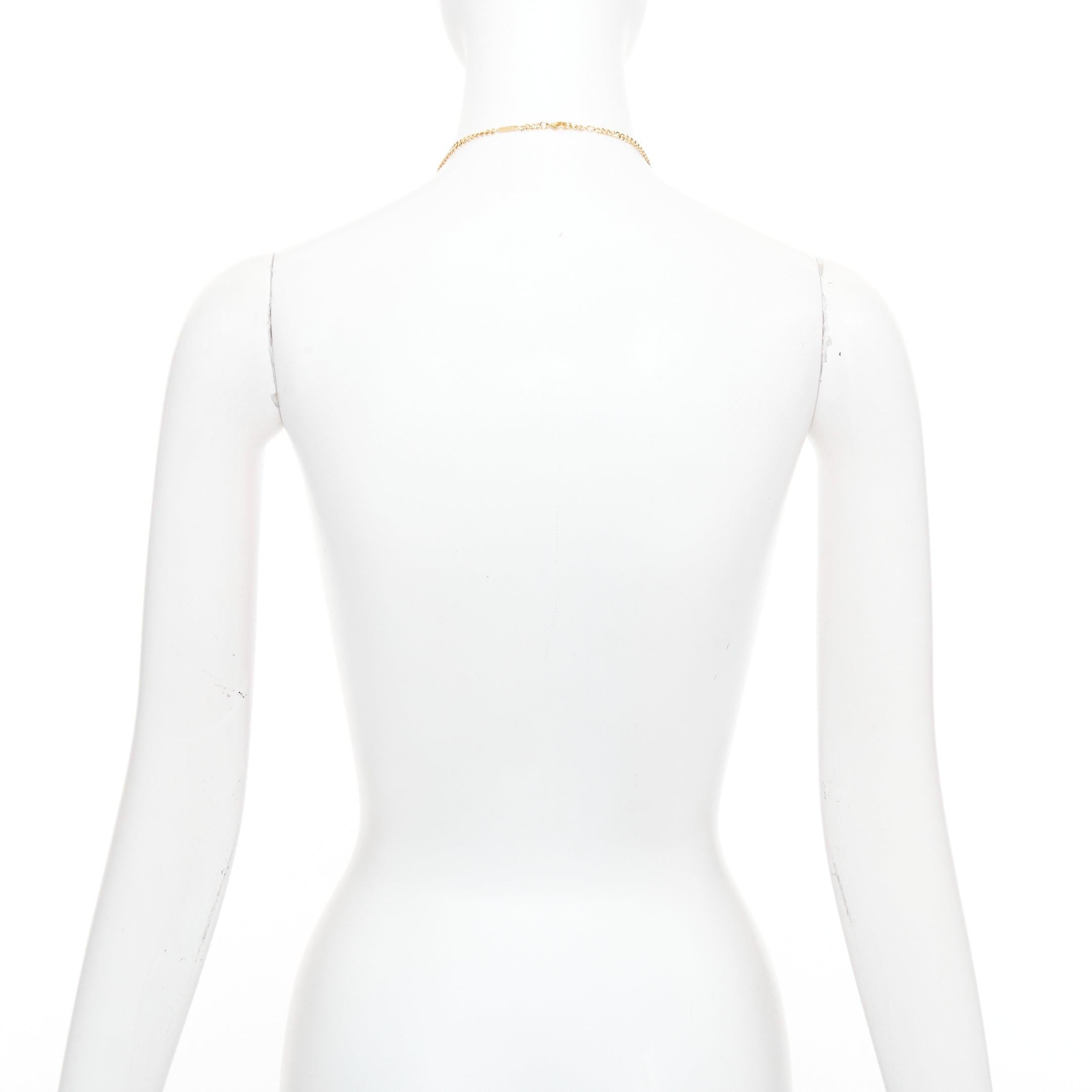 CHLOE Nicole Braunes Leder Gold Happy Schlüsselanhänger Tasche Charme lange Halskette im Angebot 1