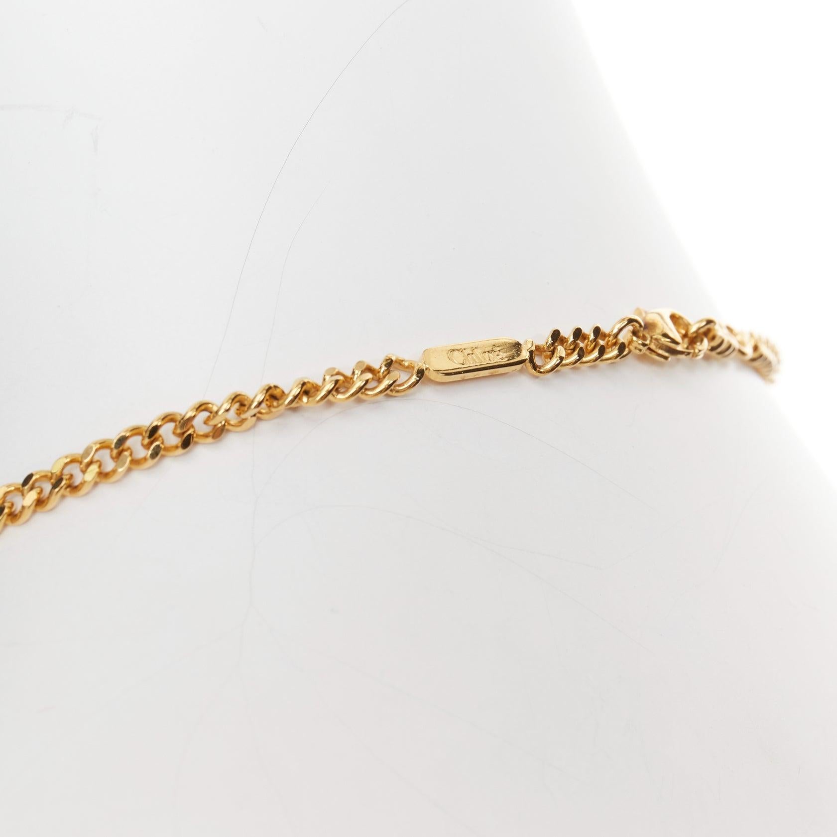 CHLOE Nicole Braunes Leder Gold Happy Schlüsselanhänger Tasche Charme lange Halskette im Angebot 4