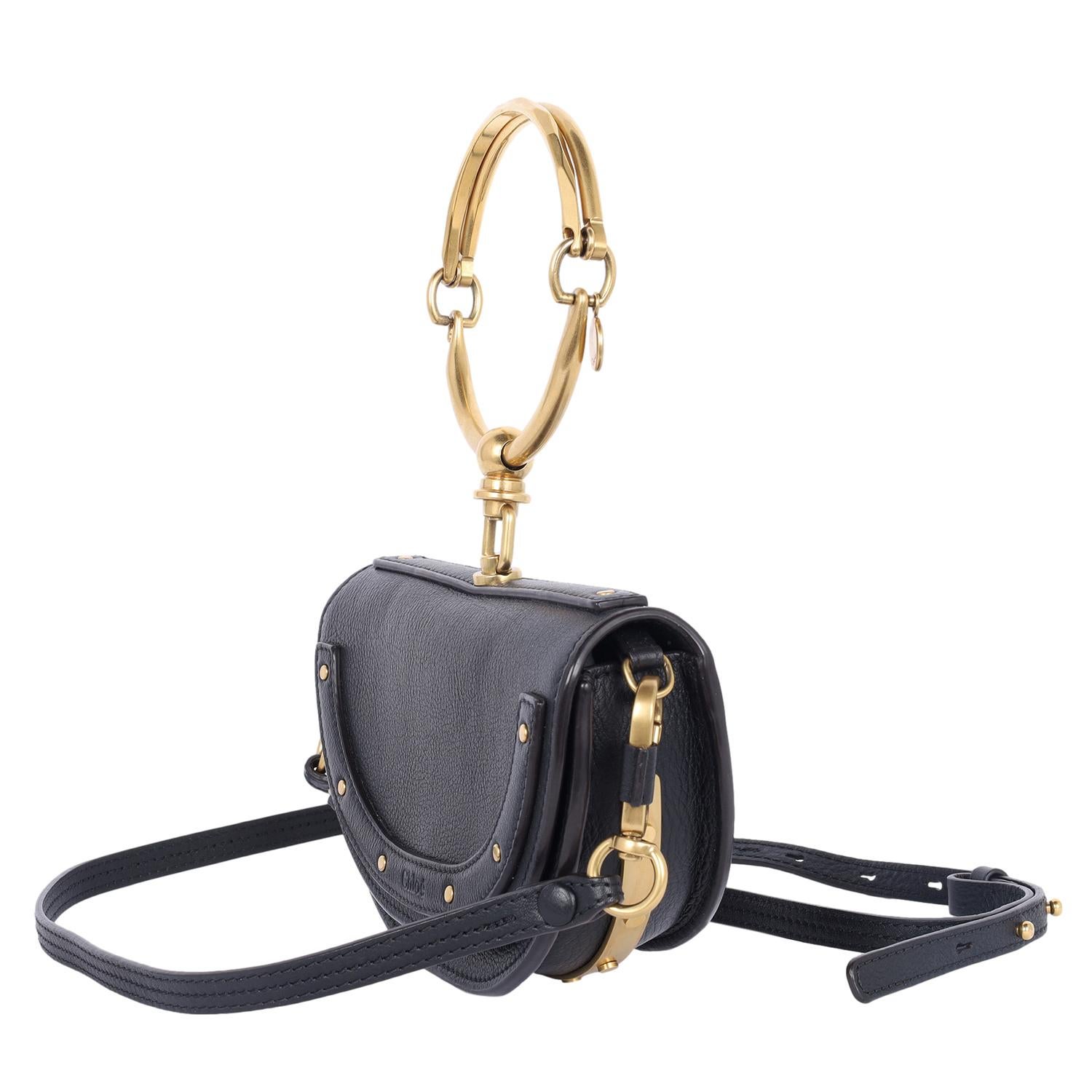 Women's Chloe Nile Minaudière Leather Crossbody Black Bag
