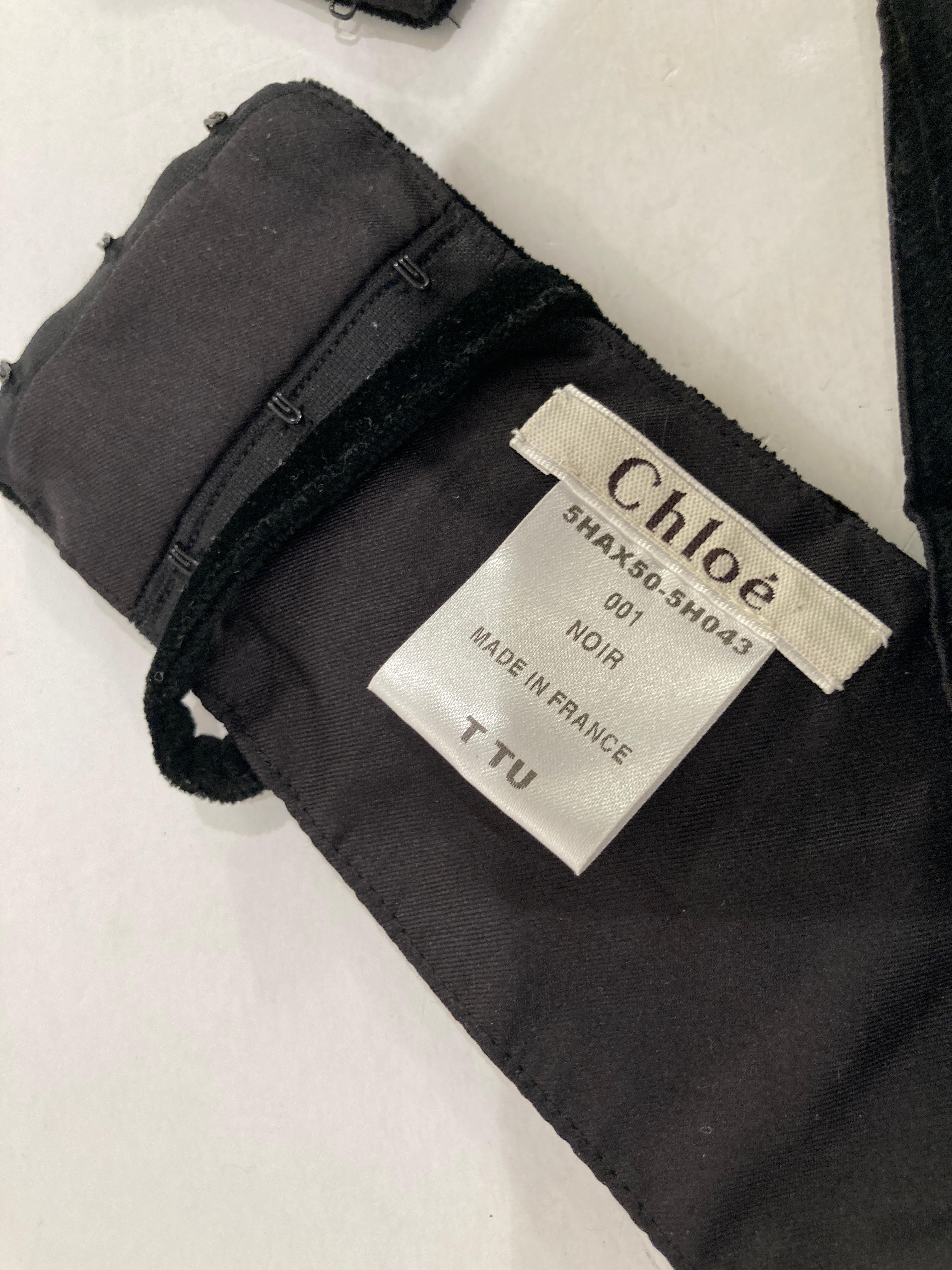 Modern Chloé Noir, Black Cotton Silk Velvet Large Women Belt For Sale