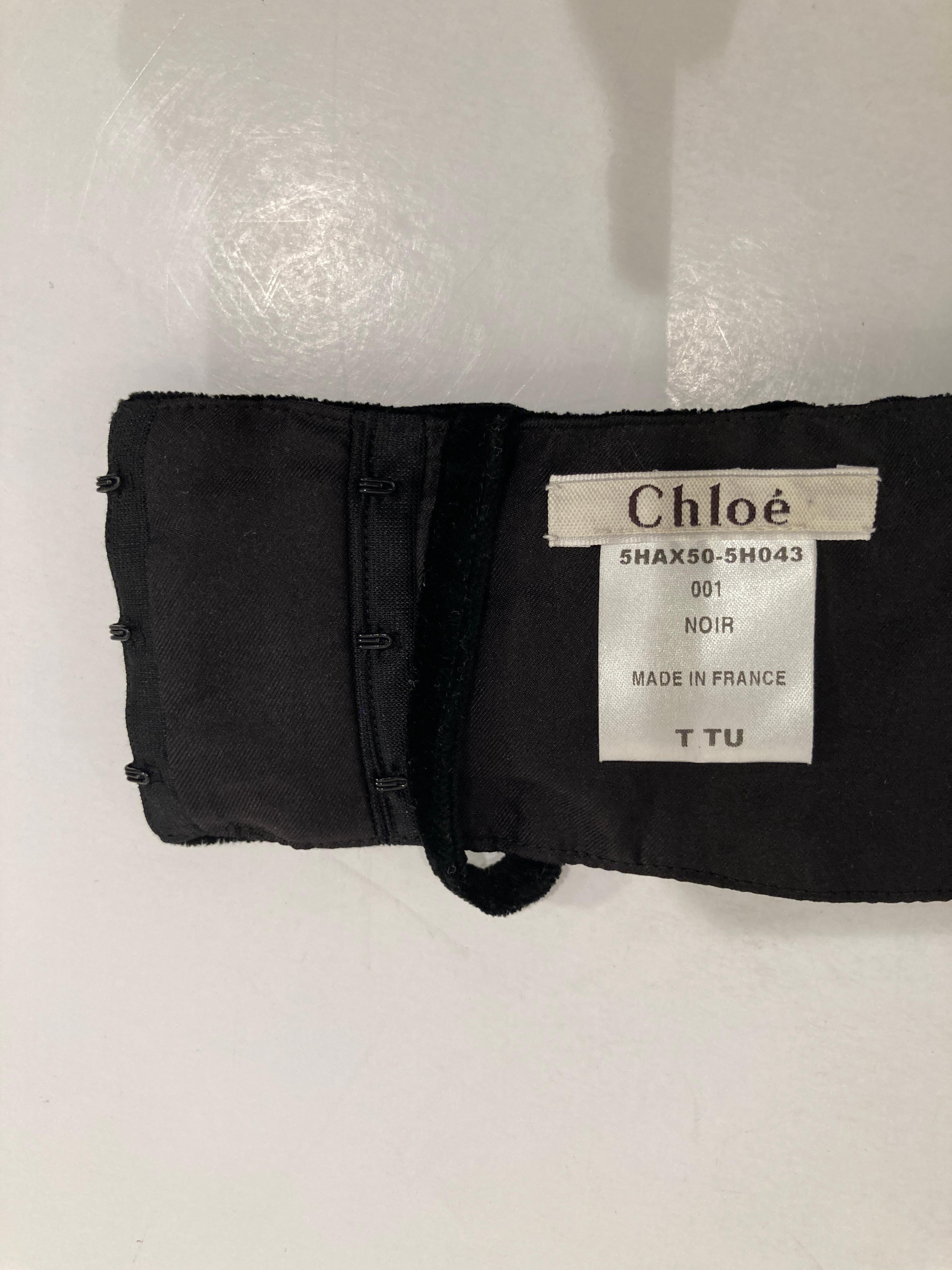 20th Century Chloé Noir, Black Cotton Silk Velvet Large Women Belt For Sale