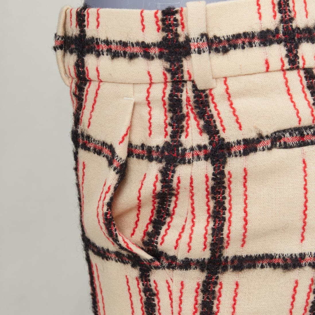 CHLOE Noir Rose pantalon à carreaux en laine mohair noir nude FR34 XS en vente 5