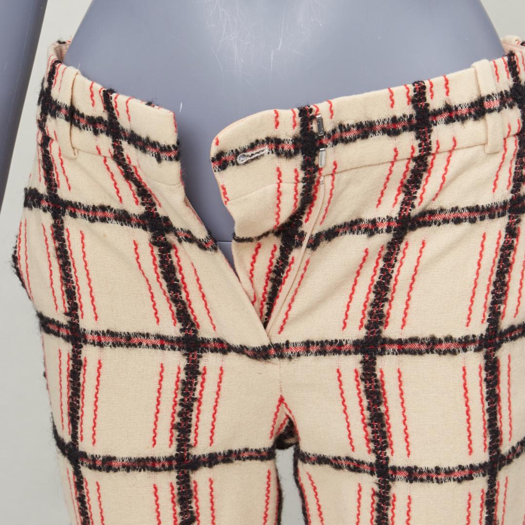 CHLOE Noir Rose pantalon à carreaux en laine mohair noir nude FR34 XS en vente 2
