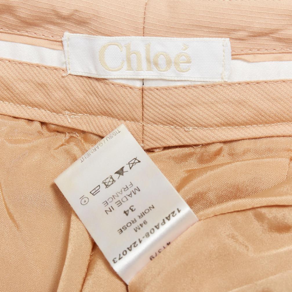 CHLOE Noir Rose pantalon à carreaux en laine mohair noir nude FR34 XS en vente 4