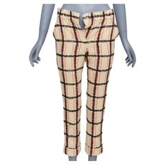 CHLOE Noir Rose black nude wool mohair plaid checked pants FR34 XS