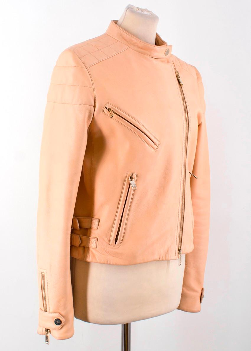 peach biker jacket