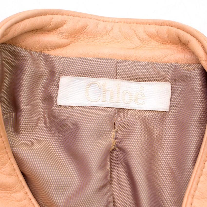 Chloe Nude Leather Biker Jacket - Size US 4 In Excellent Condition For Sale In London, GB