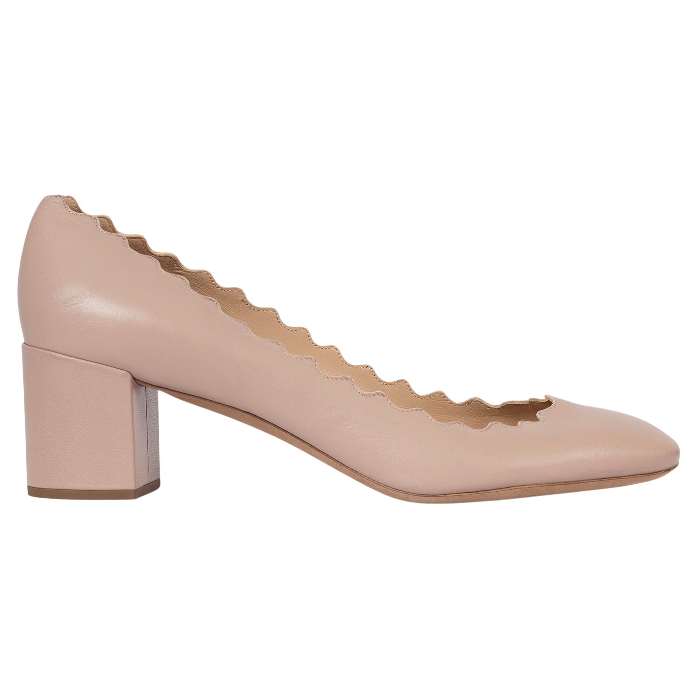 CHLOE cuir nude LAUREN SCALLOPED Chaussures 42 fit 41 en vente
