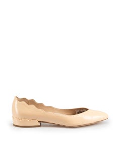 Chloé - Escarpins en cuir nude à bout pointu et festonné - Taille IT 36,5