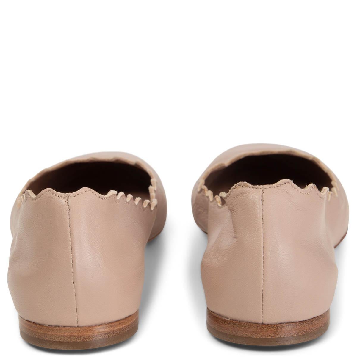 Brown CHLOE nude pink leather LAUREN Ballet Flats Shoes 36