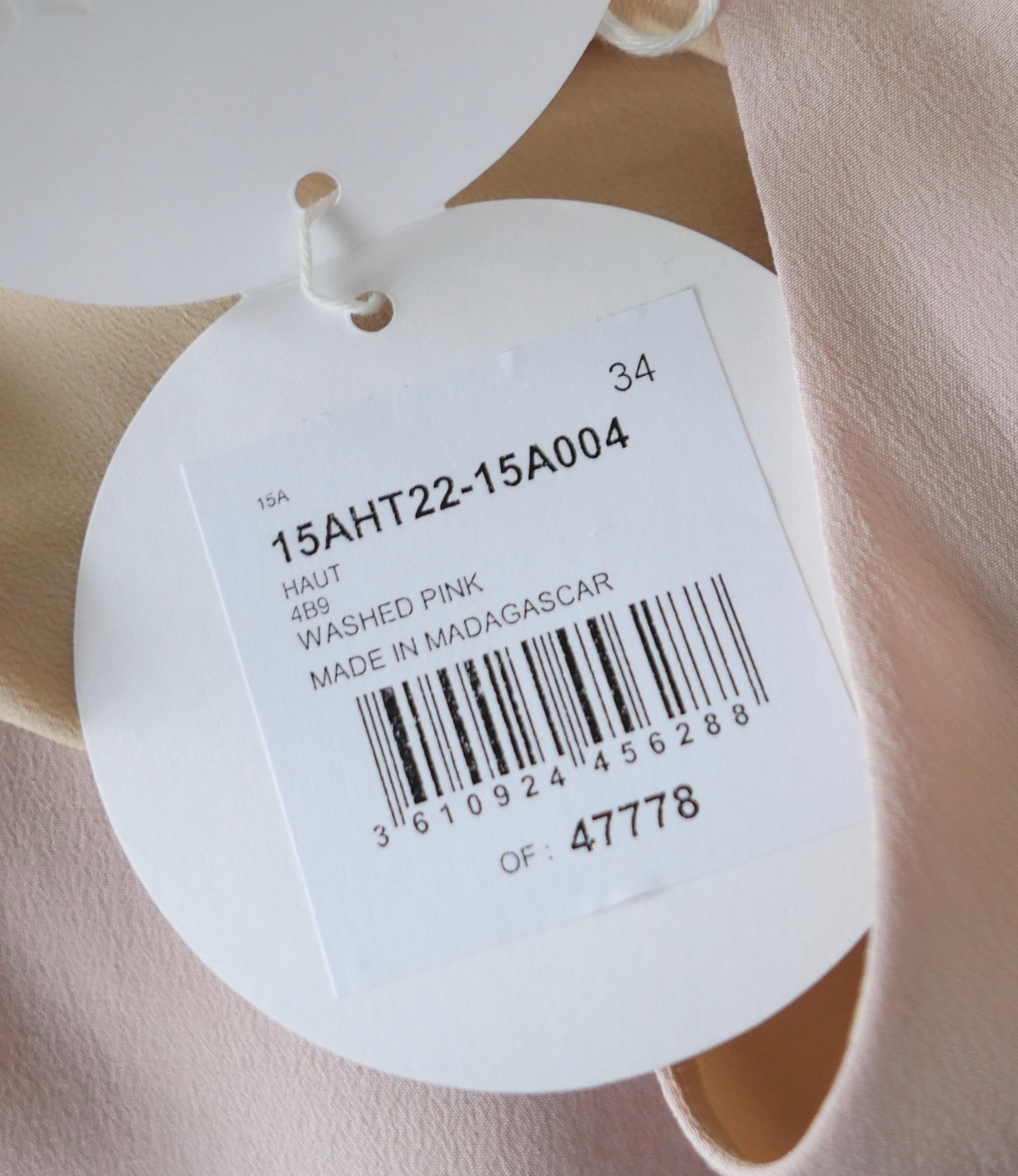 Chloe - Top gilet en soie rose nude en vente 1