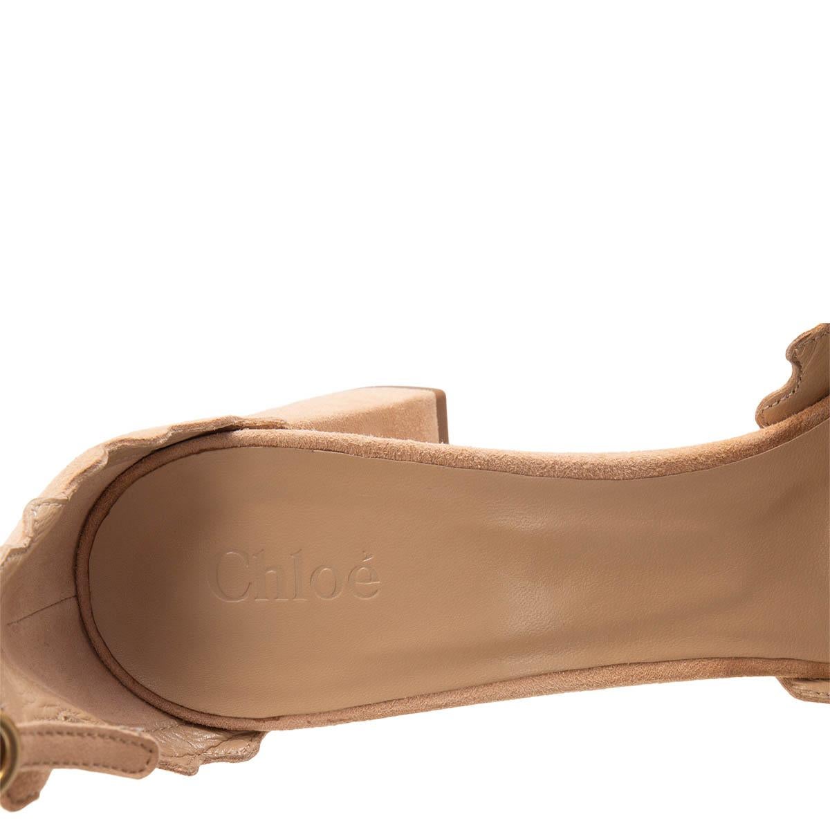 Brown CHLOE nude suede LAUREN ANKLE STRAP Pumps Shoes 40 For Sale