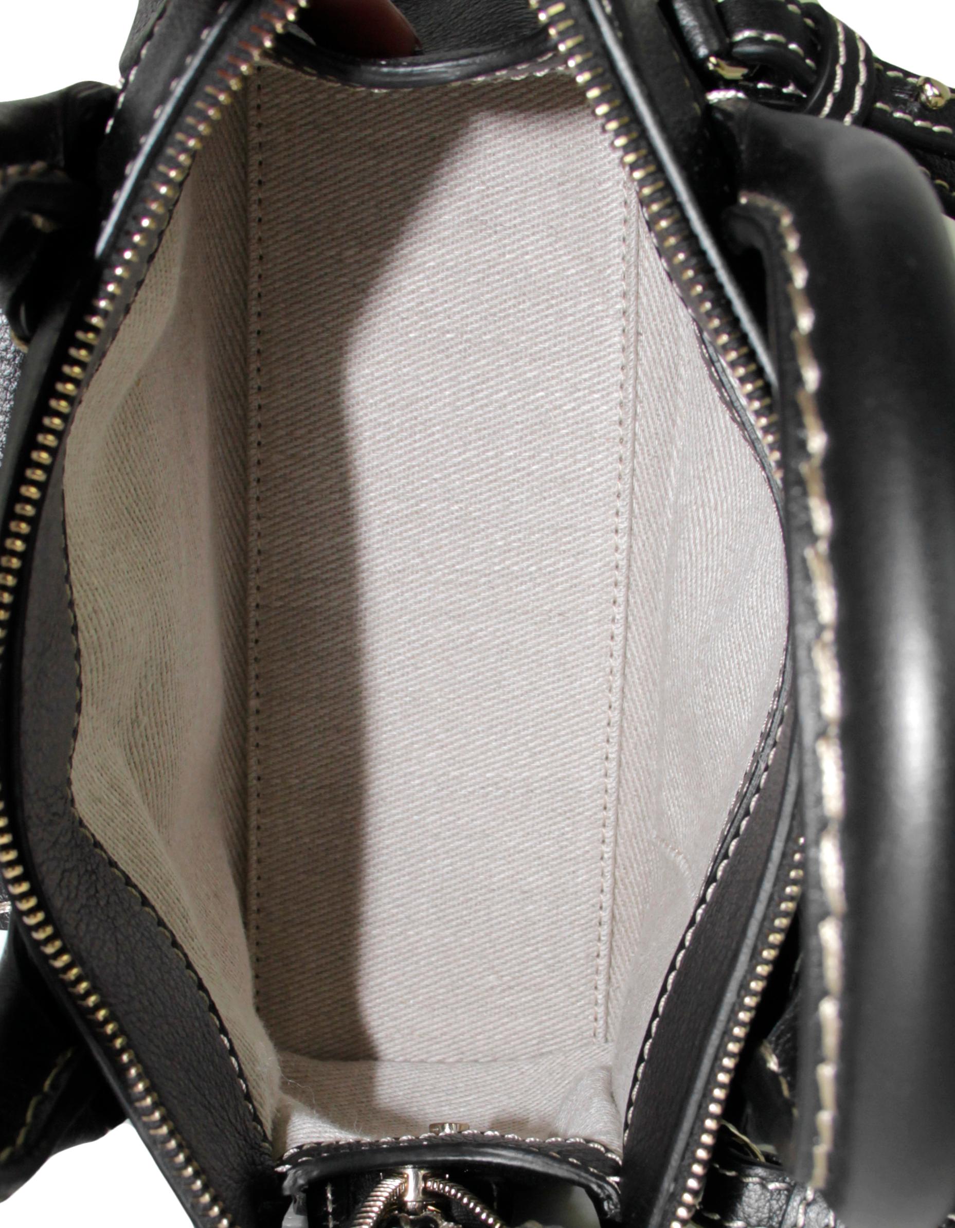 Chloe NWT Mini Edith Crossbody Bag in pelle nera con Stitch by Stitch a contrasto 1