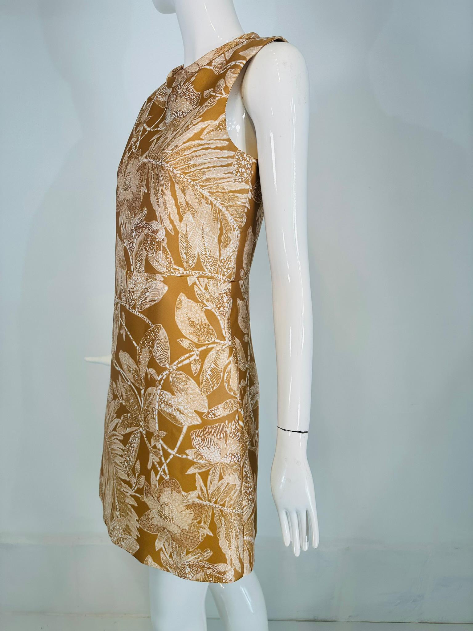 Chloe Ochre & white Floral Print Sleeveless Mini Dress with Pockets 34 For Sale 5