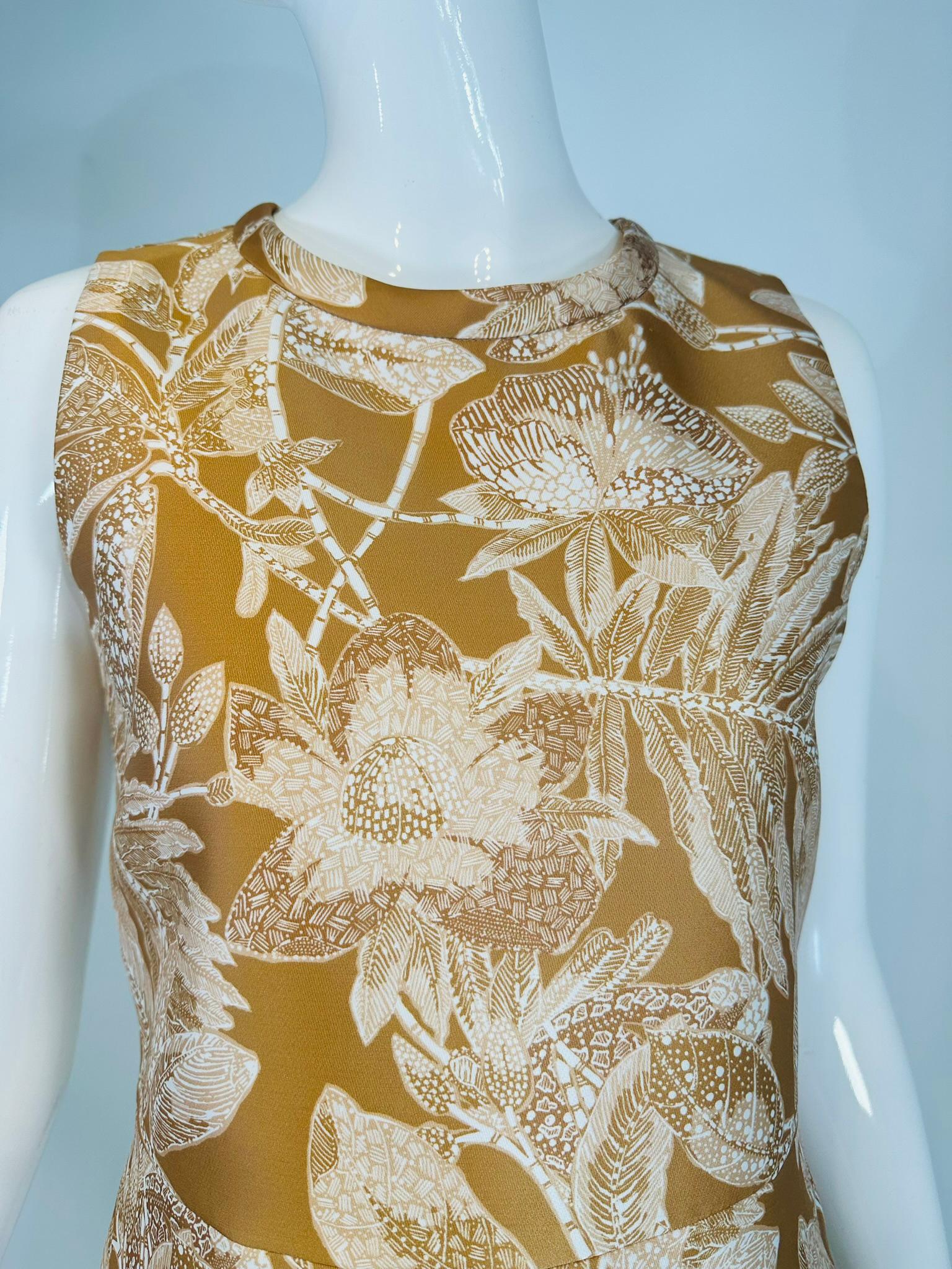Chloe Ochre & white Floral Print Sleeveless Mini Dress with Pockets 34 For Sale 6