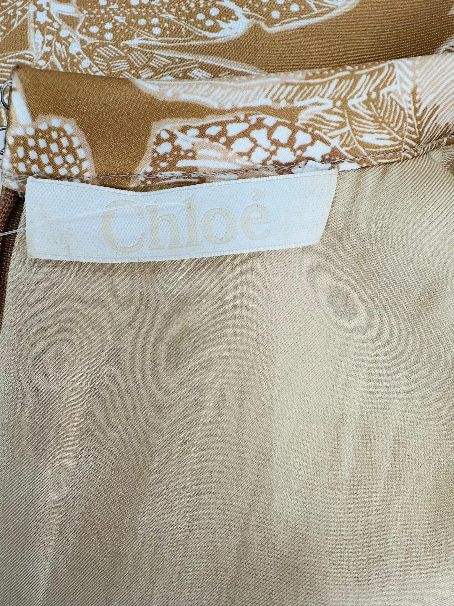 Chloe Ochre & white Floral Print Sleeveless Mini Dress with Pockets 34 For Sale 7
