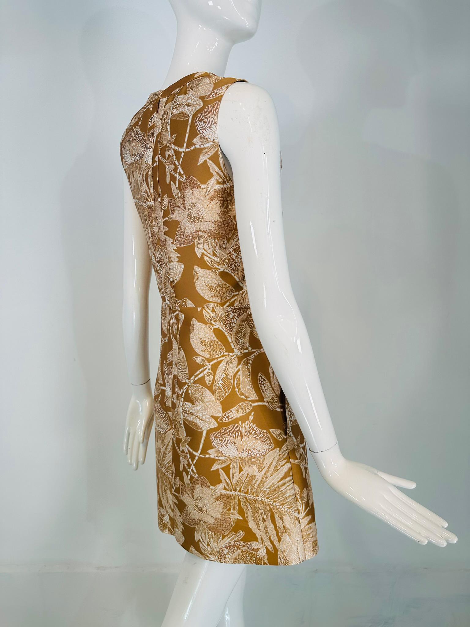Women's Chloe Ochre & white Floral Print Sleeveless Mini Dress with Pockets 34 For Sale