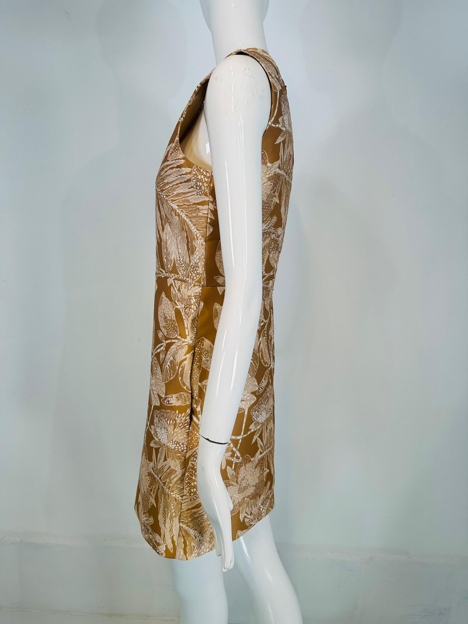 Chloe Ochre & white Floral Print Sleeveless Mini Dress with Pockets 34 For Sale 4
