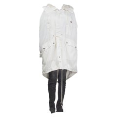 CHLOE blanco roto nylon SHEARLING HOOD Parka Chaqueta 36 XS