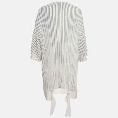 Chloe Off-White Patterned Knit Flared Sleeves Mini Dress L