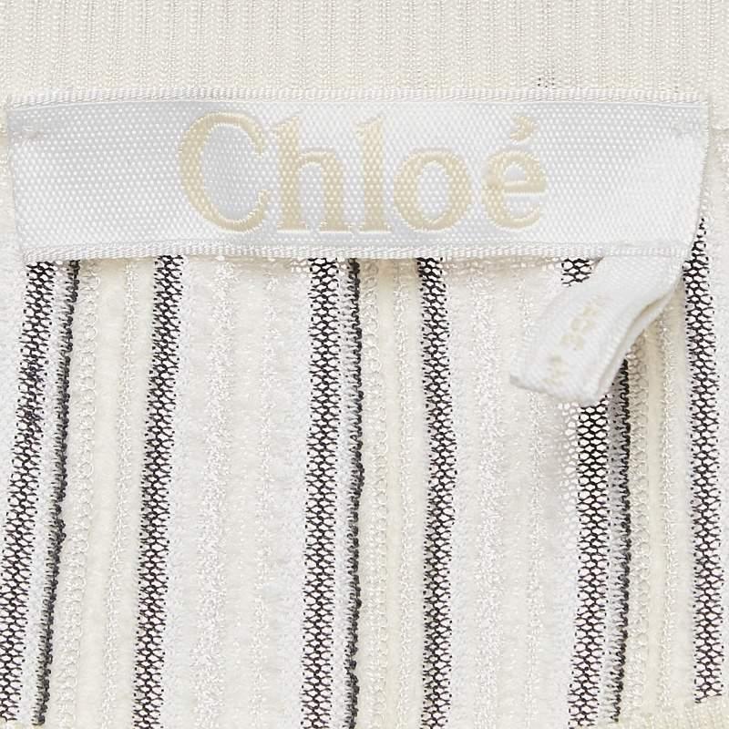 Chloe Off-White - Mini robe à manches évasées en tricot à motifs L Pour femmes en vente