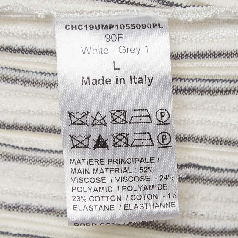 Chloe Off-White - Mini robe à manches évasées en tricot à motifs L en vente 1