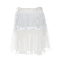 Chloé Off White Silk Crepon Lace Paneled Mini Skirt S
