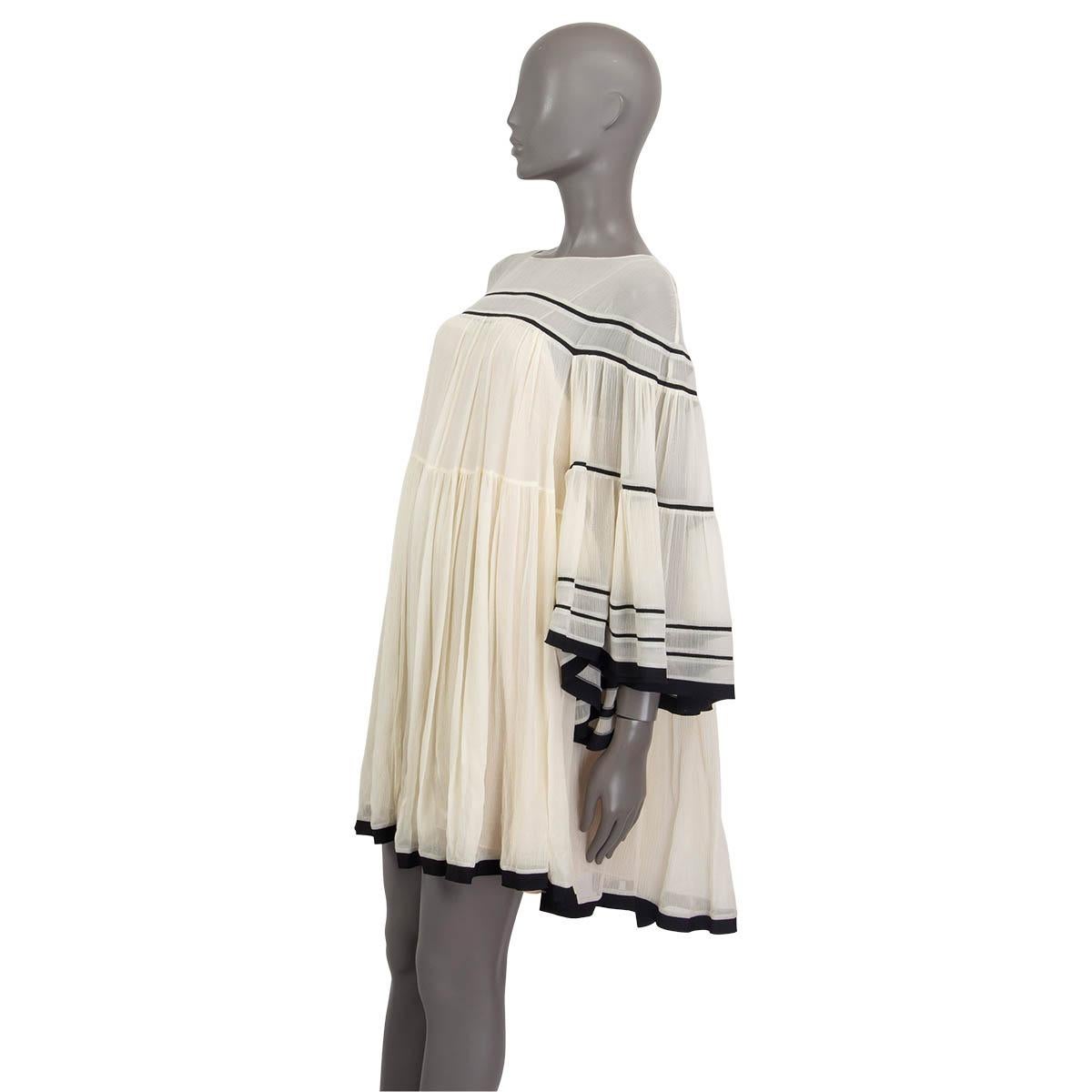 Women's CHLOE off-white silk PIPED BABYDOLL Dress 36 XS