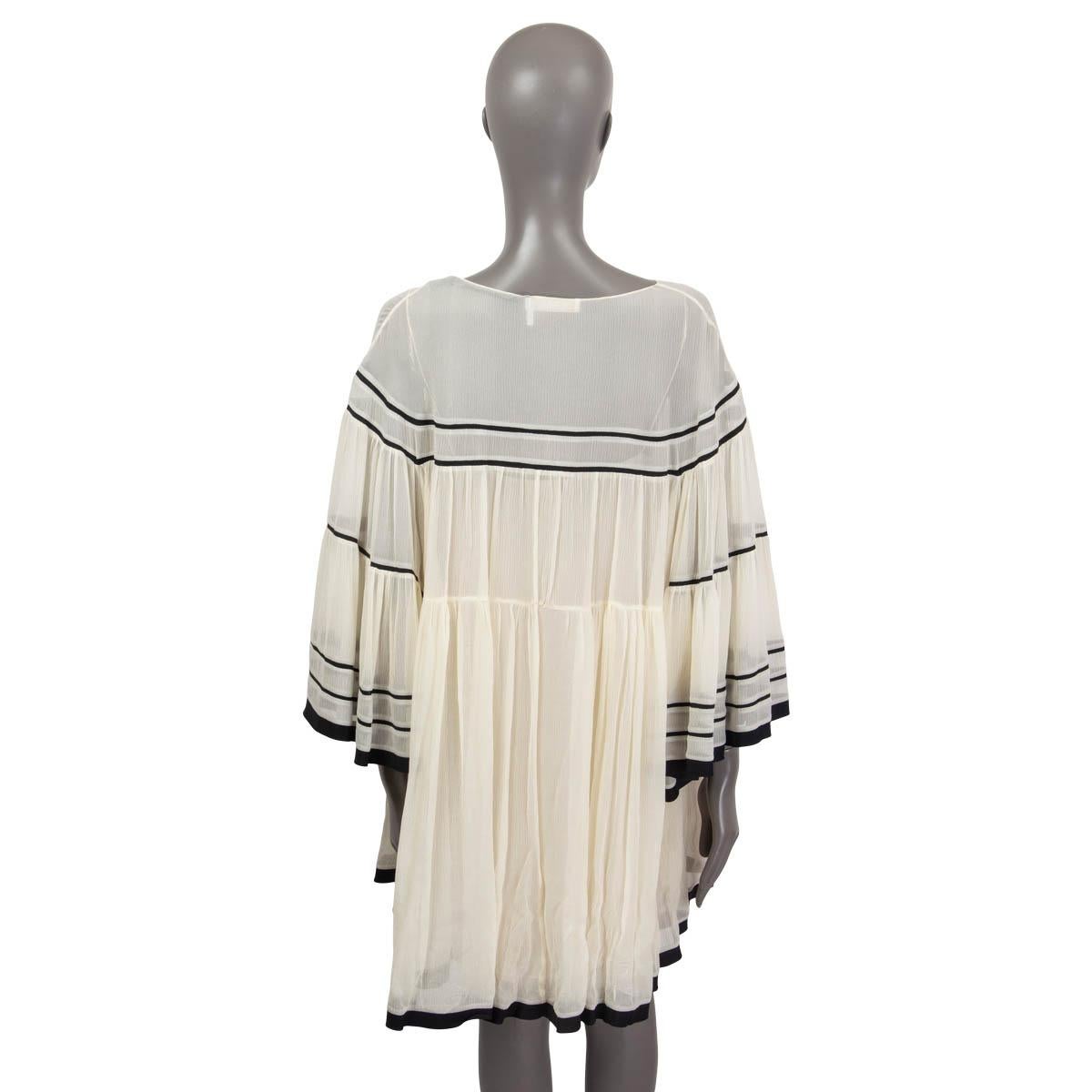 CHLOE off-white silk PIPED BABYDOLL Dress 36 XS 1