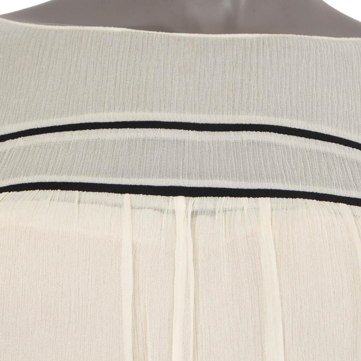 CHLOE off-white silk PIPED BABYDOLL Dress 36 XS 2