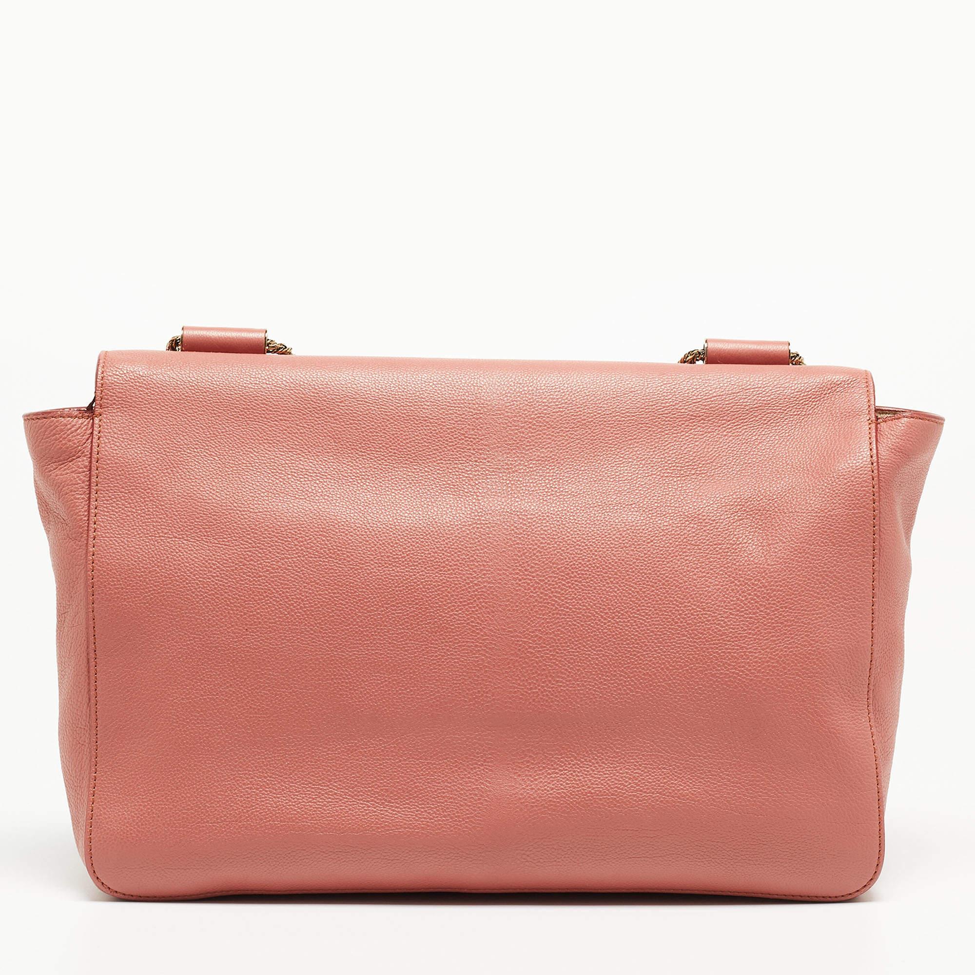Chloe Old Rose Leather Large Elsie Shoulder Bag For Sale 8