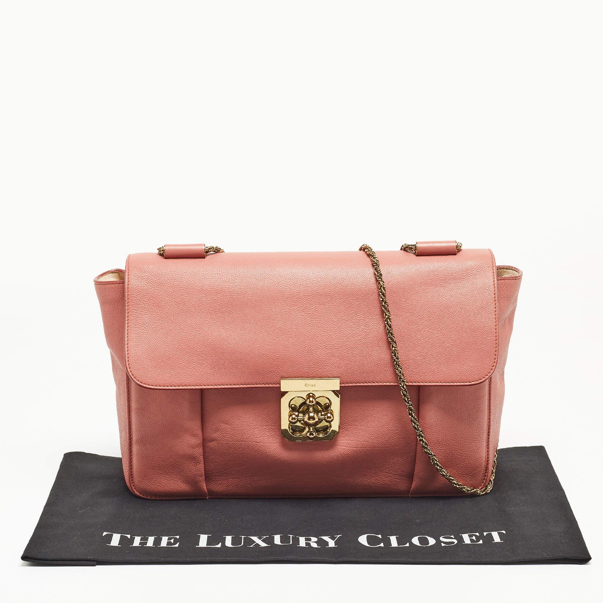 Chloe Old Rose Leather Large Elsie Shoulder Bag For Sale 11