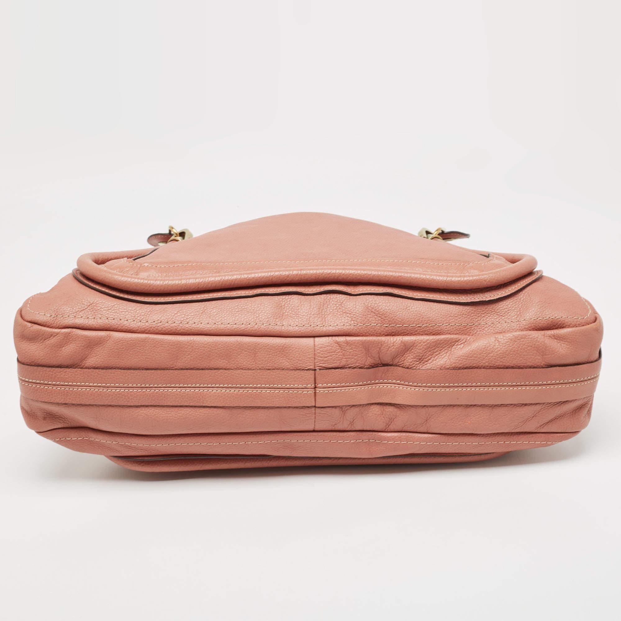 Chloe Old Rose Leather Large Paraty Shoulder Bag For Sale 9