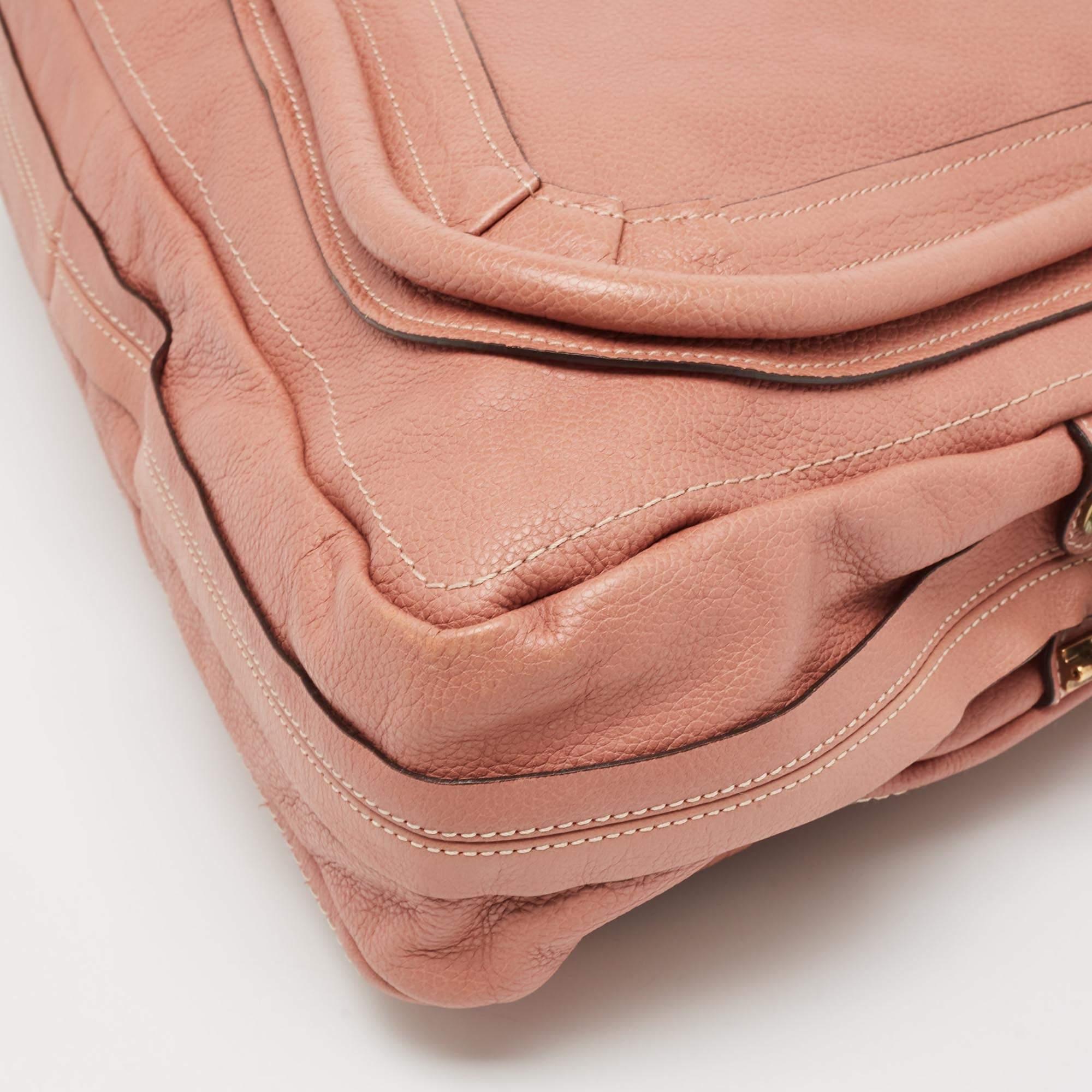 Chloe Old Rose Leather Large Paraty Shoulder Bag For Sale 10