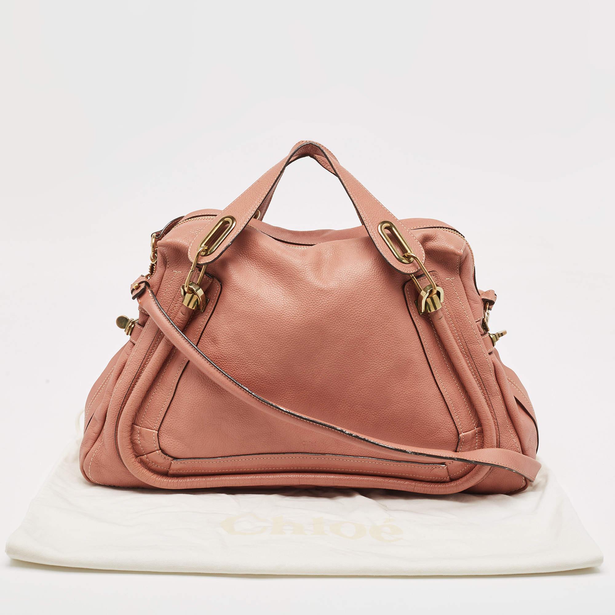 Women's Chloe Old Rose Leather Large Paraty Shoulder Bag For Sale