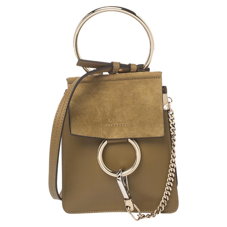 Chloé Faye Mini Leather And Suede Cross-body Bag in Green