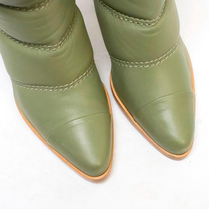 Brown Chloe Olive Green Runway Ankle Boots - Size EU 37 For Sale