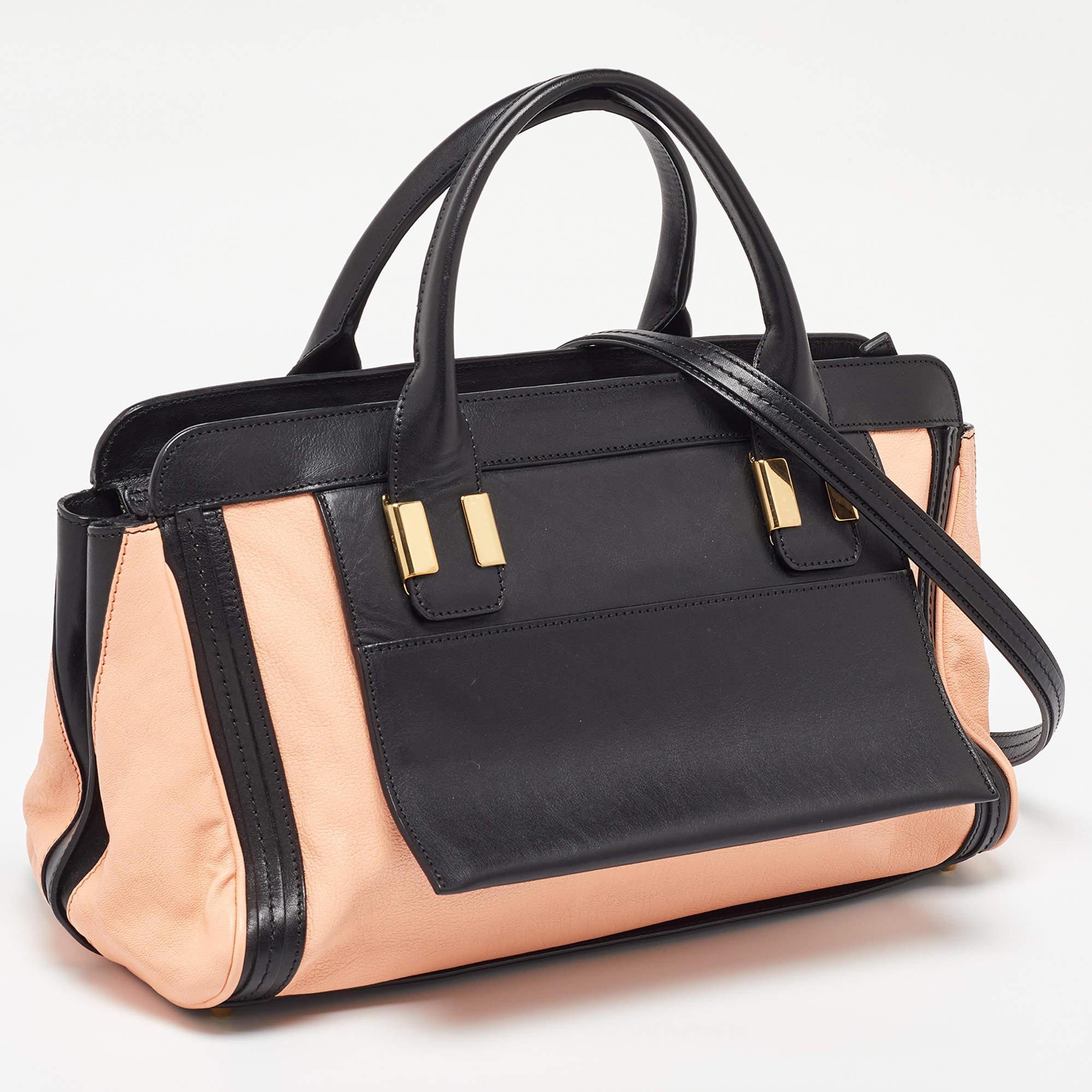 Chloe Orange/Black Leather Alice Satchel In Good Condition For Sale In Dubai, Al Qouz 2