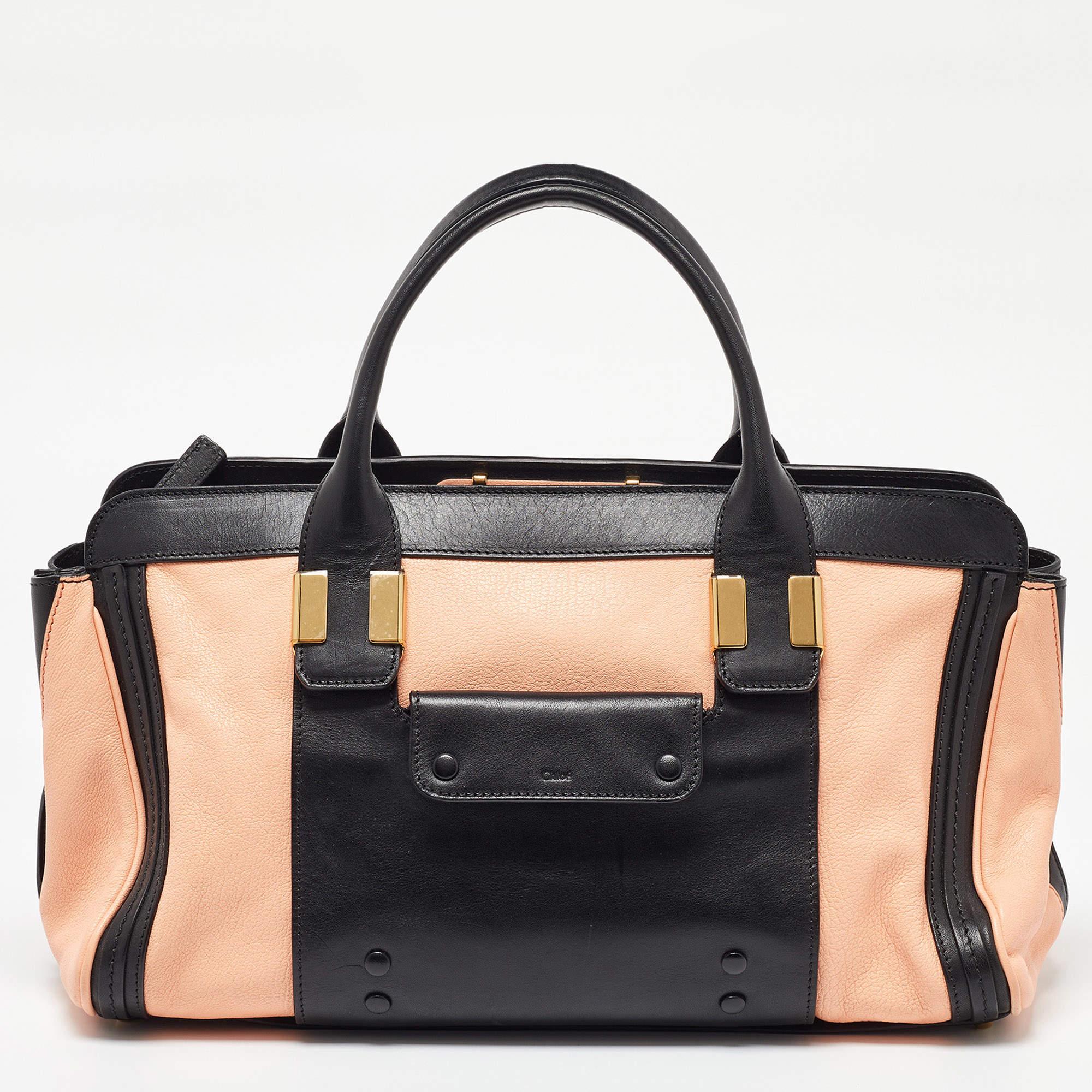 Women's Chloe Orange/Black Leather Alice Satchel For Sale
