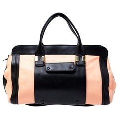 Chloe Orange/Black Leather Large Alice Satchel