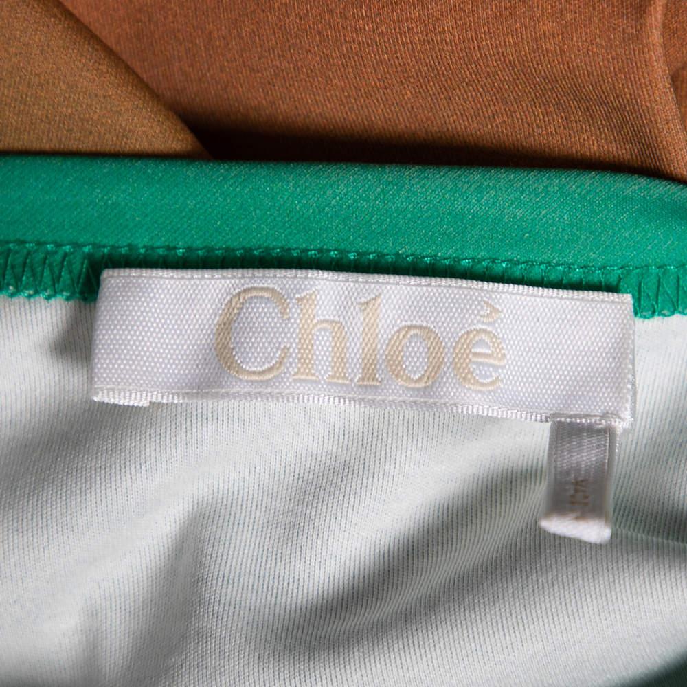 Women's Chloe Orange & Green Ombre Cotton Logo Printed T-Shirt M For Sale