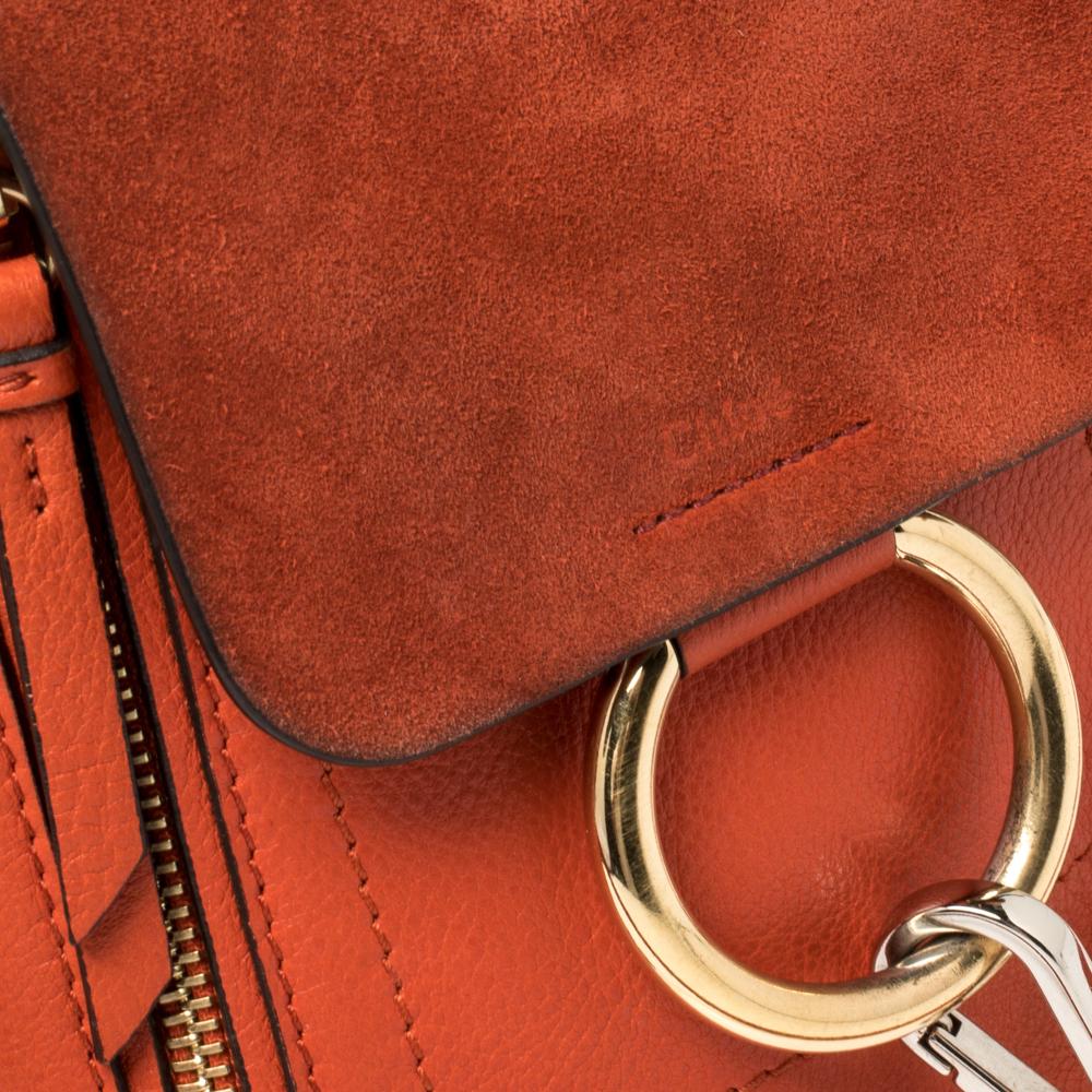Chloe Orange Leather and Suede Mini Faye Daye Backpack 1