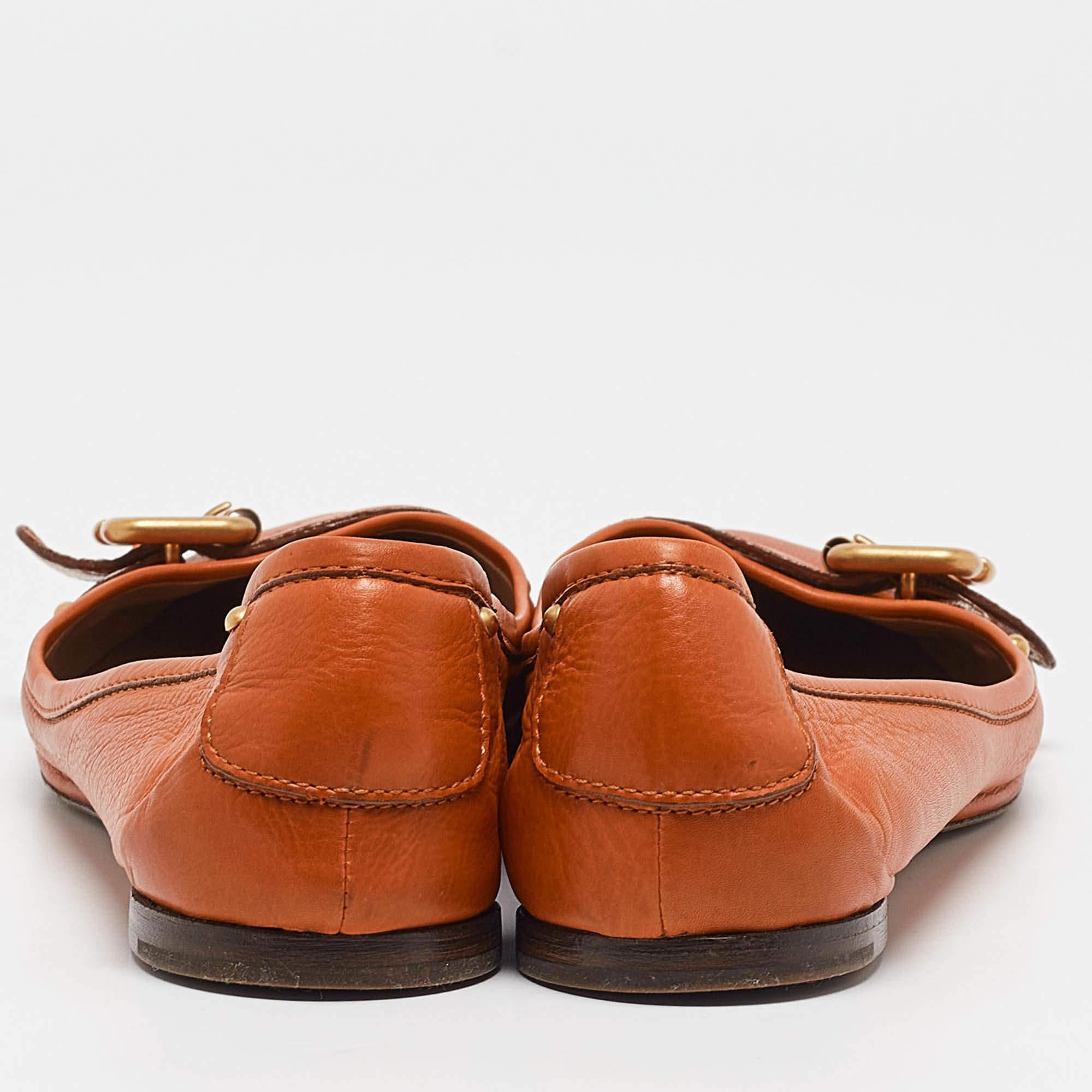 Chloe Orange Leather Ballet Flats Size 38.5 1