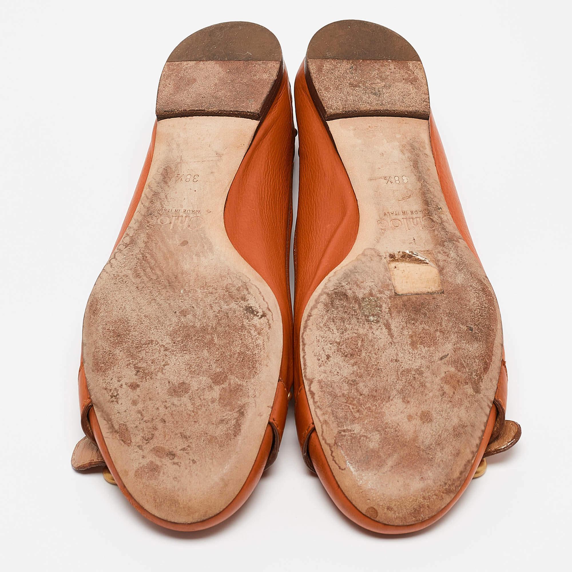 Chloe Orange Leather Ballet Flats Size 38.5 2