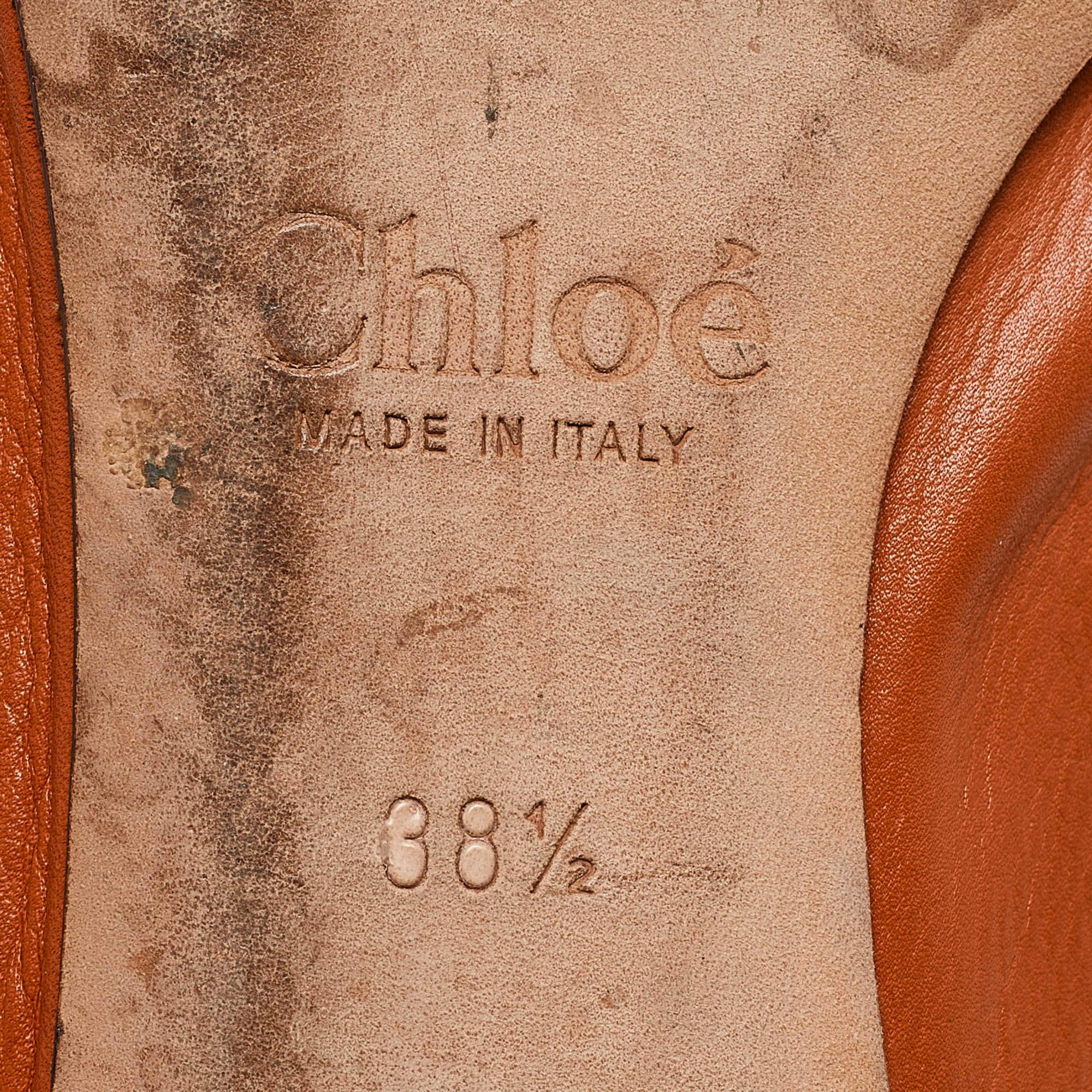 Chloe Orange Leather Ballet Flats Size 38.5 4