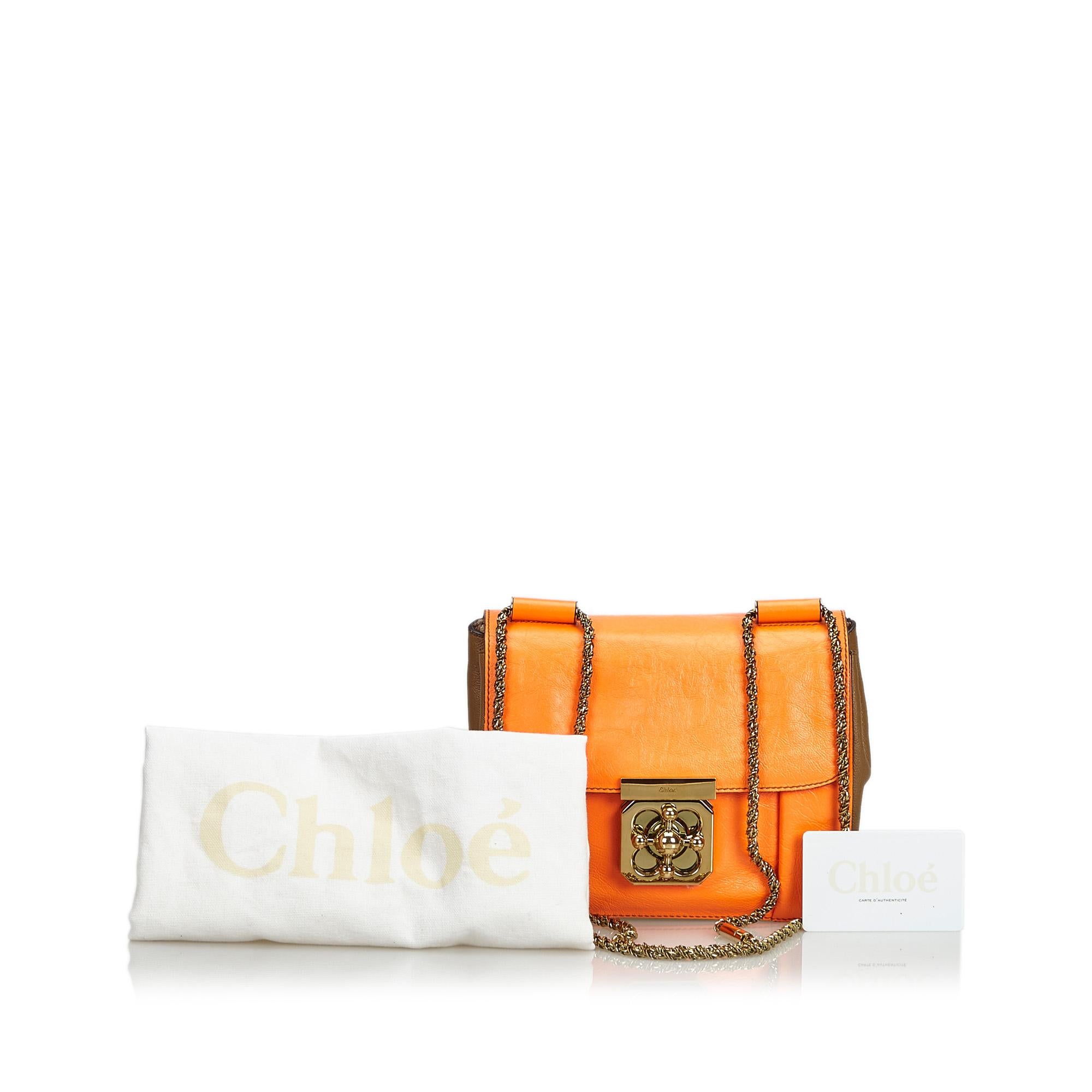 Chloe Orange Leather Elsie Crossbody Bag For Sale 7